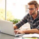 Self employed business person working from home